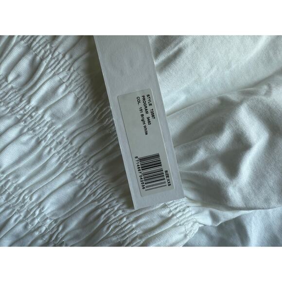 $300 New Ganni Smocked Jersey White Top - XXS - Picture 6 of 8